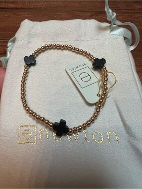Enewton Signature Cross/Gold Beaded Bracelet with Black Cross Accents